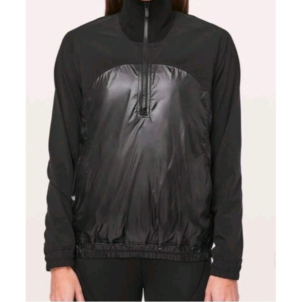 Lululemon Black Half Zip Windbreaker All Roads Pullover Jacket Womens Sz 12 Gym